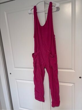 Free People Bright Magenta Utility Jumpsuit with Pockets